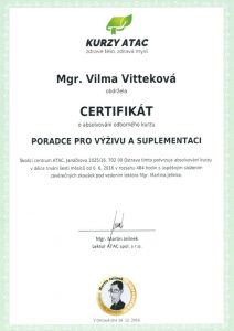 Vilma Vittek, Certifikát ATAC
